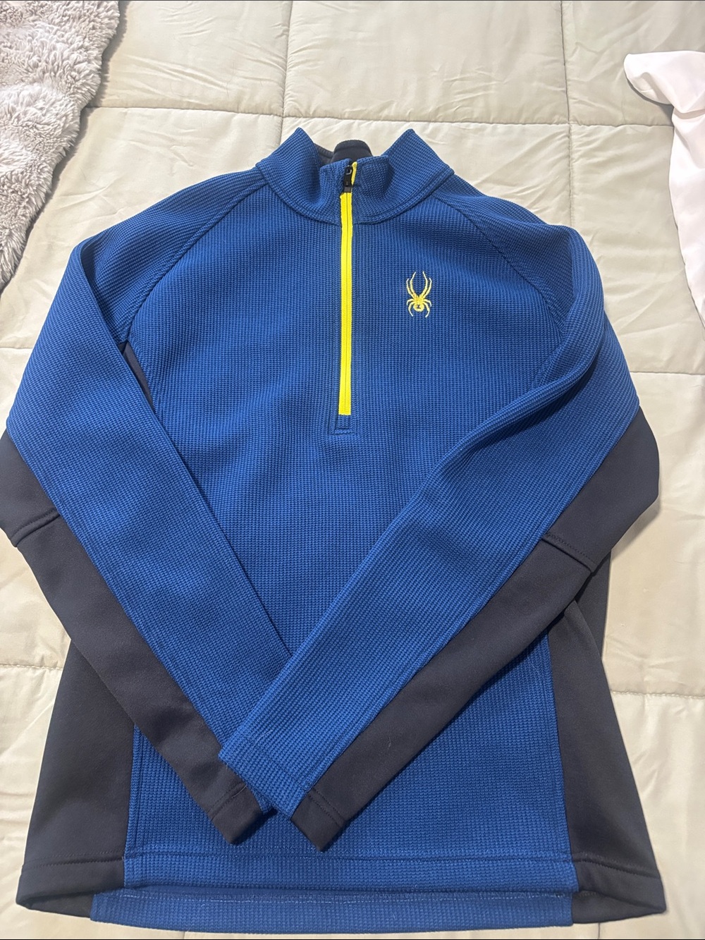 Spyder Men's Royal Blue Half-Zip Sweater with Yellow Accents